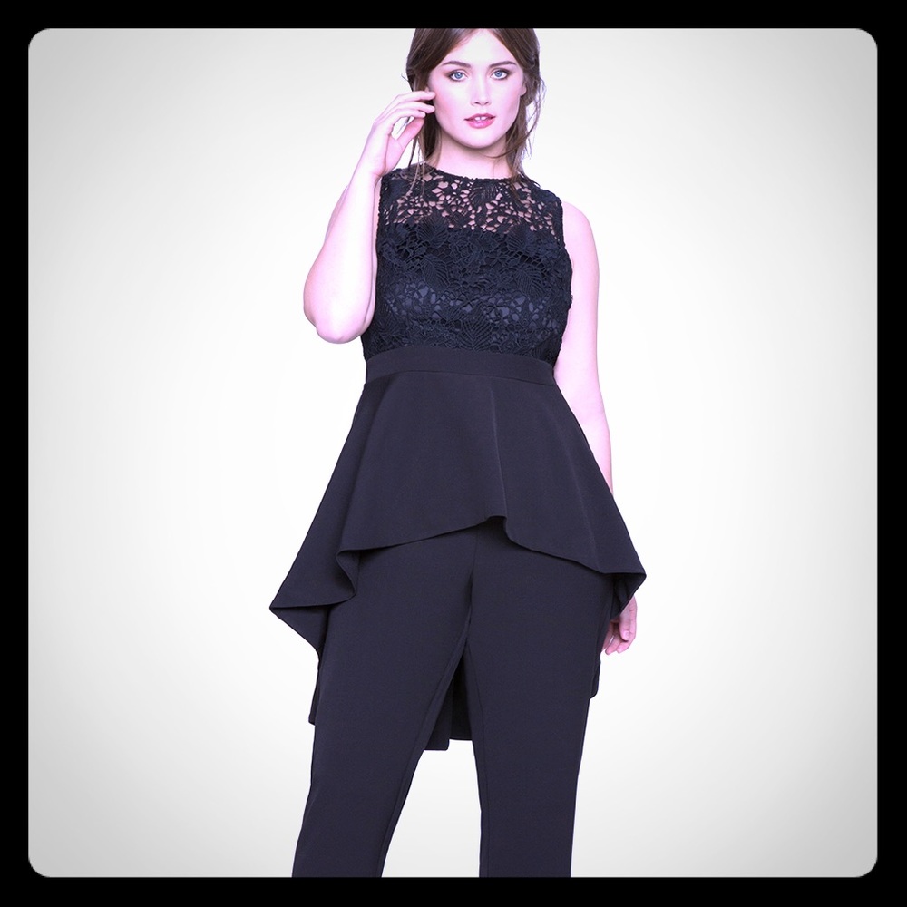 Eloquii high low lace jumpsuit with peplum
